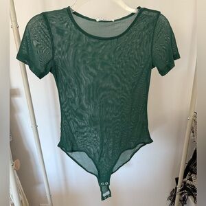 Green mesh bodysuit NWOT